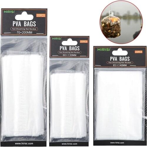 20pcs/pack Carp Fishing Bait Thrower PVA Water-soluble Bags For Fishing Tackle Accessories Carp Boilies Pellet Pesca Iscas Tools