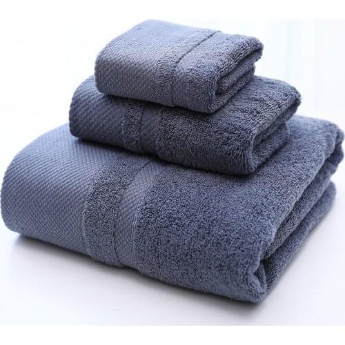 3pcs/set Simple Solid Color Bath Towel Set Travel Camping Beach Gym Pool Blanket Absorbent Non-slip Soft Washcloth