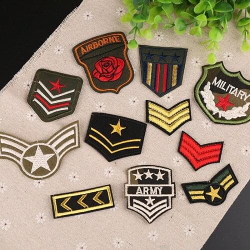 50pcs/lot Embroidery Patches Letters Army Green Air Force Clothing Accessories Heat Transfer Bag Biker Badge Iron Clothes