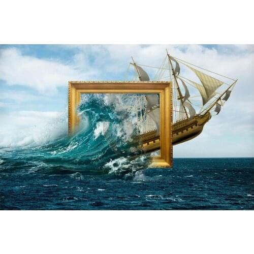 RM0012 New Full Square Diamond 5D DIY Diamond Painting "Sea And Boat" Embroidery Cross Stitch Rhinestone Mosaic Painting Decor G