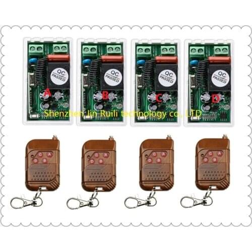 RK01S-220-J High Quality 4x AC 220V RF Wireless Switch Relay Receiver 4 x Remote Controllers