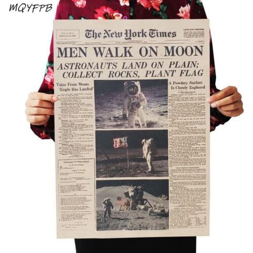 Apollo Moon Landing - New York Times Nostalgic Retro Kraft Poster Interior Decoration Wall Sticker