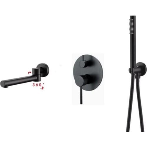 Long Spout Bathtub Faucet Wall Mounted Bathroom Basin Mixer Hand Shower Head Bath & Shower Faucet BF877