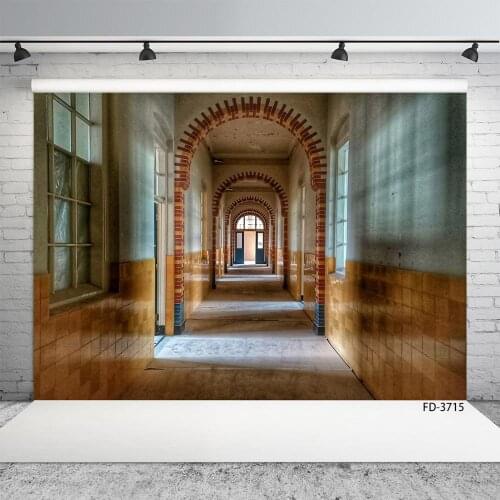Old Arches Long Corridor Photoshoot Backgrounds Window Vinyl Cloth Photography Backdrops for Children Portrait Pets Photo Studio