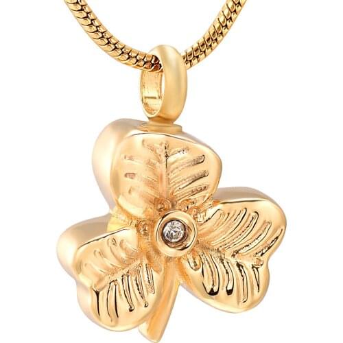 K12131 Crystal Flower Cremation Jewelry for Ashes Pendant Stainless Steel Holder Urns Pet/Human Memorial Necklace for Men Women