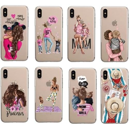 Cute Baby Super Mom Girls Queen Travel Beach Soft Phone Case Fundas For iPhone 12 Pro 5SE 7Plus 7 6 6S 8 8Plus X XR XS Max