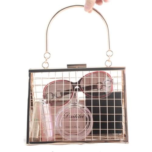 Fashion Metal Hollow Out Women Shoulder Bag Metallic Evening Bags for Ladies Luxury Designer Handbag Wedding Clutch Bags