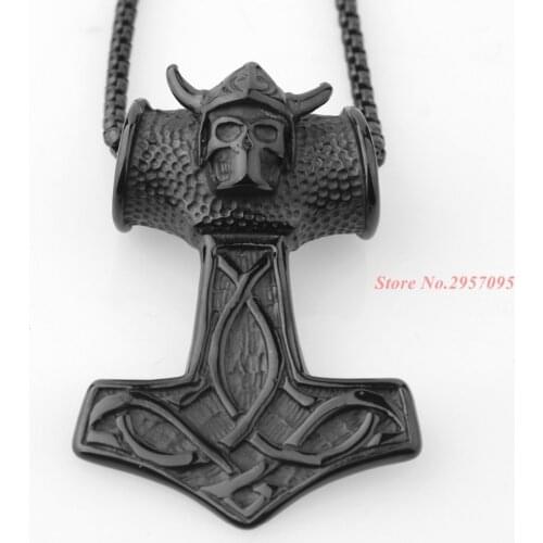 Fashion Christmas gift for Men Popular Personality Big Large Thor Hammer Pendant 316L Stainless Steel Vintage Biker Necklace