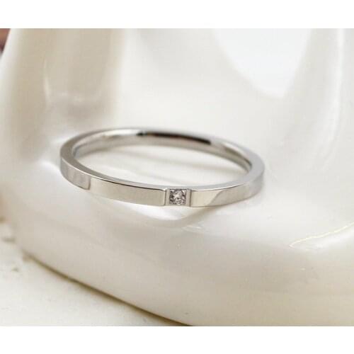 MOREDEAR Fashion fine single CZ ring with 14KGP titanium steel ring wedding ring couple rings