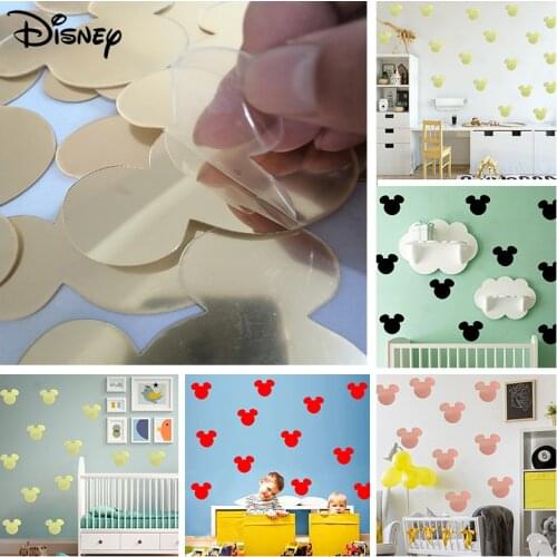 Cartoon Disney Mickey Mouse Head Theme Wall Stickers For Girls Room Door Wall Decoration Diy Kids Bedroom Mural Art Home Decal
