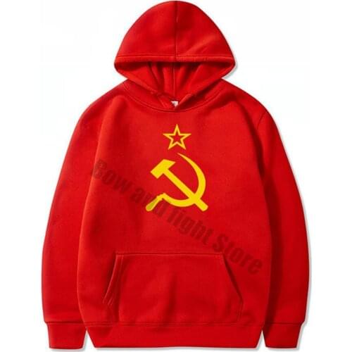 Red Fashion Brand Mens Hoodies Soviet Flag Hammer and Sickle Communist Communism USSR CCCP Women Sweatshirt Hoody Tops