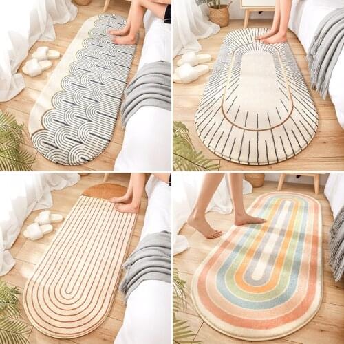Colorful Rainbow Printed Soft Anti-slip Long Bedroom Floor Carpet Hallway Porch Area Rug Slow Rebound Entrance Doormat