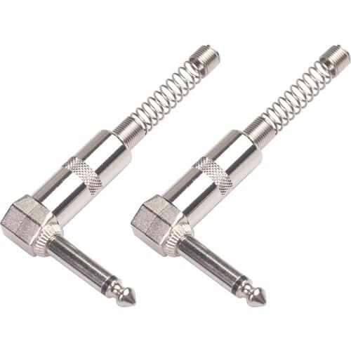 Lots 2 L-Shape Mono DIY Spring Silver Metal Jack Connector Micophone Parts