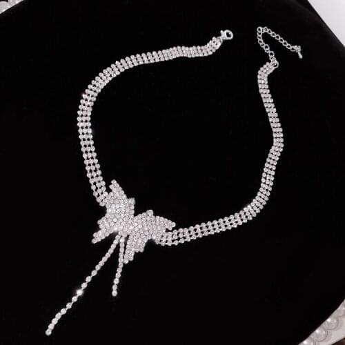 Real Zircon Necklace for Women 925 Silver Butterfly Cute/Romantic Wedding Party Chokers Necklaces Fashion Gifts Jewelry