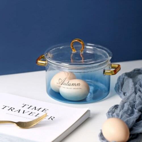 Original creative rainbow noodle bowl with cover of clouds bubble ears glass bowl household gradient salad bowl