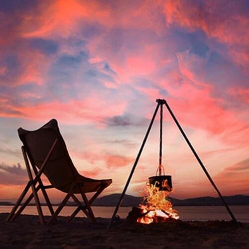 Outdoor Picnic Hangings Pot Aluminum Alloy Support Portable Camping Supplies Adjustable Campfire Tripod Hangings Pot Gril