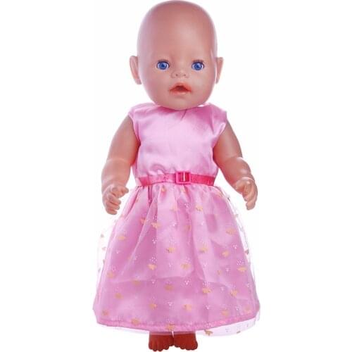 Pink little dress (gift of a pink belt) Wear fit 18 inch ,43cm zaps, Children best Birthday Gift