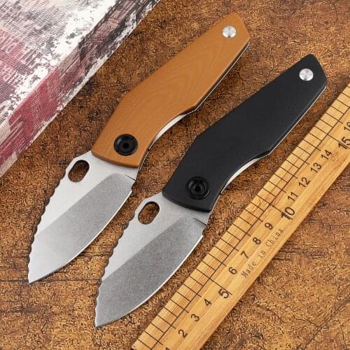 New SJ75 Mini D2 Steel with Brown G10 Hot Stripe Titanium 2.87 Inch Ordinary Folding Knife Outdoor Camping Portable Tactical EDC