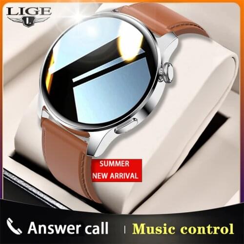 LIGE 2021 New 1.28-inch Dial Call Smart Watch Men Waterproof Sports Health Smartwatch Fitness Tracker Weather Display Man Watch