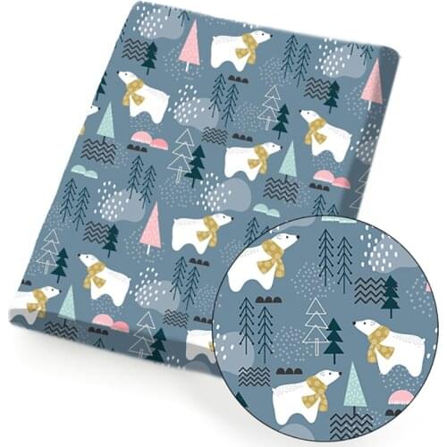 Polyester Cotton Fabric Sheet Cartoon Bears Printed Cloth Fabrics DIY Craft Bag Dress Sewing Home Textile Supplies 45*145cm/pc