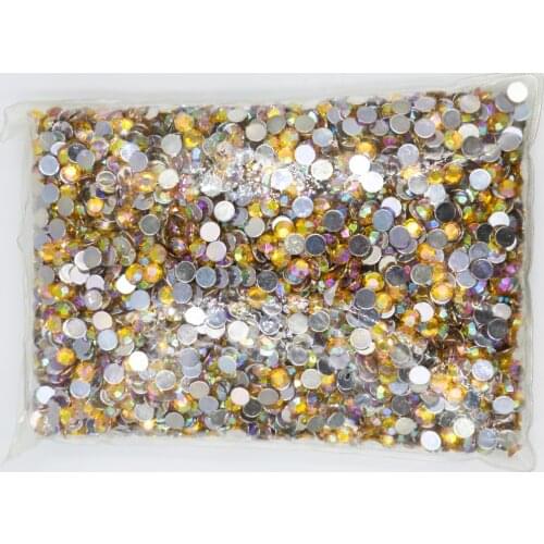 Topaz AB Color 1.5~10mm Flat Back Round Acrylic Rhinestones Beads / Stones ,3D Acrylic Nail Art / Garment Decoration