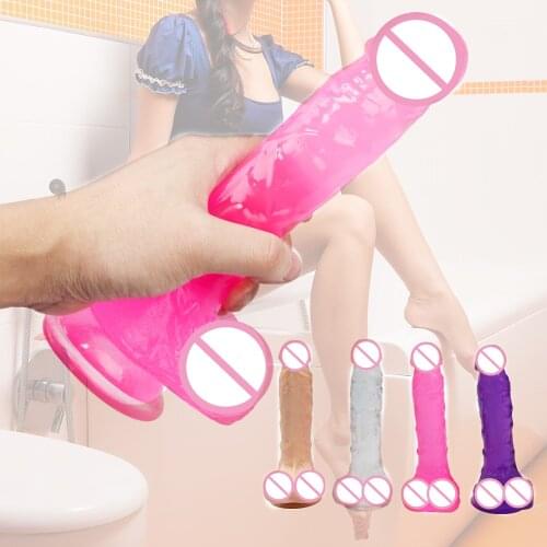 TPE Pink Jelly Dildo Penises Masturbator For Women Men Plug anal Toy 18 Plus Erotic Falos vagmans Adult Toys couples Sex Porn