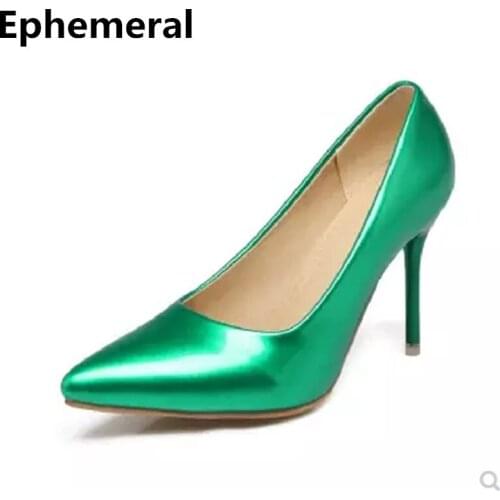 Ladys White Wedding Shoes Super High Heels Pointed Toe Stilettos Mujer Zapatos Shallow Mouth Plus Size 48 34 Sexy Pumps Black