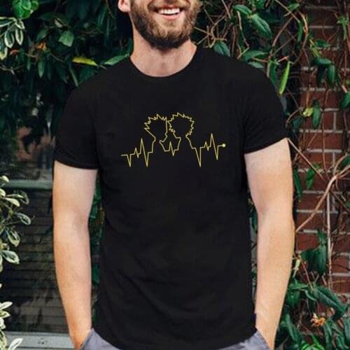 Vogue Vintage Japan Anime Hunter X Hunter Man T Shirt Manga Killua Zoldyck & Gon Freecss Heartbeat Graphic Harajuku Tops Tee