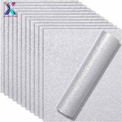 XFX HTV Glitter Heat Transfer Vinyl 12 Pack 12"x10" Cricut Vinyl Iron on Vinyl for DIY T-Shirts Iron on HTV Printing DIY Cricut