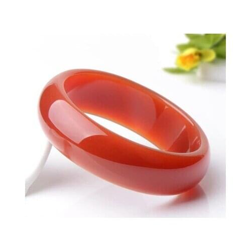 Zheru Jewelry Agate Chalcedony Red 54-62mm Bangle Elegant Princess Jewelry Best Gift