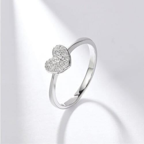 DY 925 Sterling Silver Ring Cubic Zirconia Heart Shape Sweet Romantic Style For Girls Love Anniversary Gift Ring Classic Jewelry