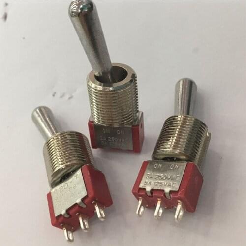 1 pieza SH T8013-Z1 12mm ON-ON SPDT 3 pines 2 Posición mantiene Mini interruptor de palanca mango largo grande 3A 250VAC/5A 125V