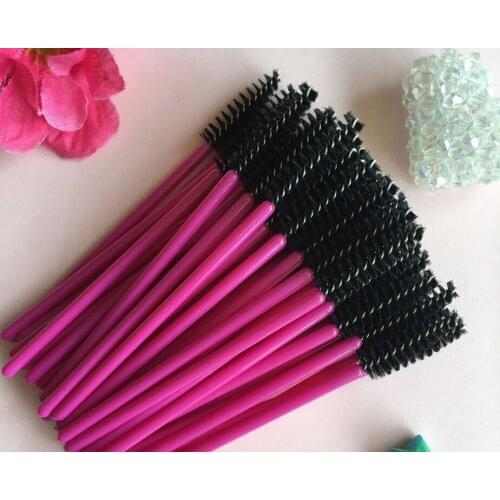 100pcs make up brush synthetic fiber Disposable Eyelash Brush Mascara Cosmetic Makeup Tool Red brush bar black brush head