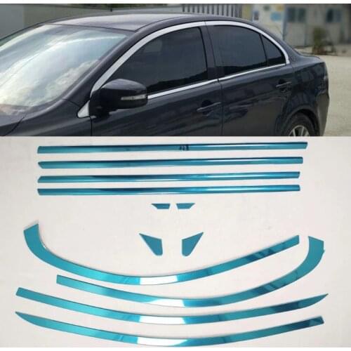 For Mitsubishi Lancer EX 2009-2016 12PCS Stainless Steel Car Window Trim Cover Exterior Body Decoration Car Styling Accessories