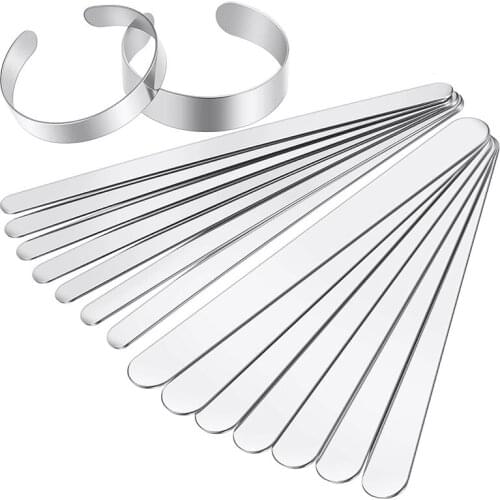 16 Pieces Bracelet Blanks 3/8 Inch and 5/8 Inch Stainless Steel Bangle Blanks DIY Cuff Bangle Bracelet Blanks