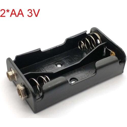 2*AA Side By Side 3V Battery Holder AA Storage Box Case With 9V Positive& Negative Buckle Terminal Battery Box