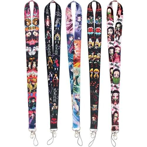 2020 New Design 1 Piece High Quality Anime Demon Slayer Badge Holder Strap Key Chains Lanyard Mobile Phone Strap ID Hard Holder