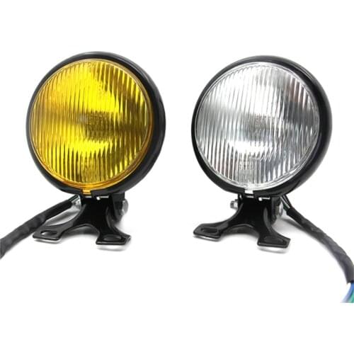 35W 12V Retro Metal Motorcycle Headlight Round with Holder Electroplate Silver Vintage Bracket Head Lamp For CG125 GN125