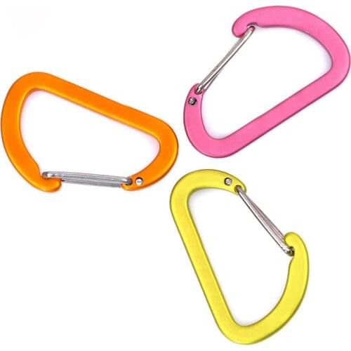 5pcs 4cm Carabiner D-type Mountaineering Outdoor Backpack Camping Climbing Booms Fishing Hook Keychain Lock Buckle Snap