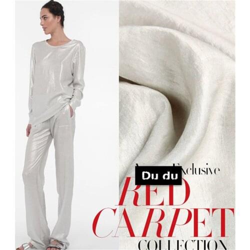 50CM Pearl white linen satin Clothing Fabric Spring Summer Styles Origami series The Designer Fabric DIY