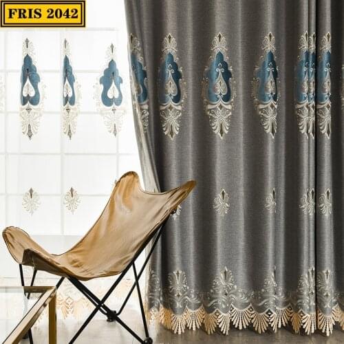 2021 European Style Velvet Embroidered Blackout Curtain Finished Curtains for Living Dining Room Bedroom