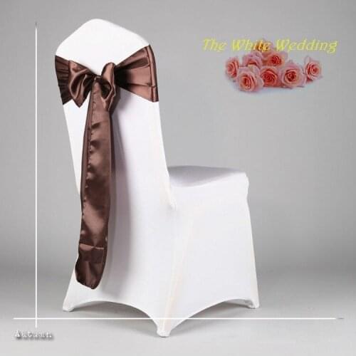Free Shpping to Russian Federation 100 Premium Chocolate Chair Cover Sash for Wedding Decoration