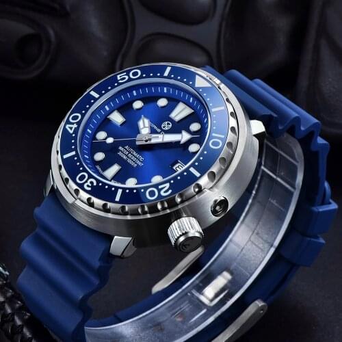 PAGENR DESIGN 45mm Mens Diving Mechanical Watches Sapphire Glass 300M Waterproof Stainless Steel Watch Mens Automatic Watches