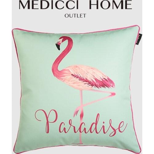 Medicci Home Cushion Cover Paradise Flamingo Bird Velvet Print Morandi Color Blue Sofa Pillow Case INS American Living Room