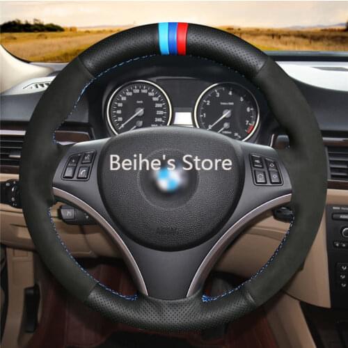 Car Steering Wheel Cover Hand-stitch on Wrap Cover Car interior decoration For BMW E90 320i 325i 330i 335i E87 120i