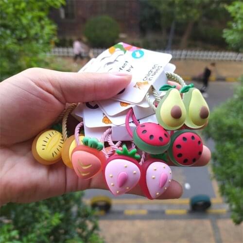 2PCS Cute Strawberry Pineapple Fruit Princess Headwear Kids Elastic Hair Bands Children Ropes Girls Accessories Baby Headdress
