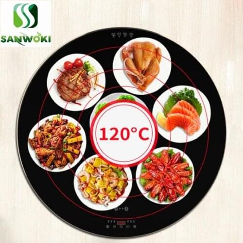 800mm Electric Food insulation board hot pot Induction cooker rotary Heat Preservation Table soup warming plate vegetable warmer