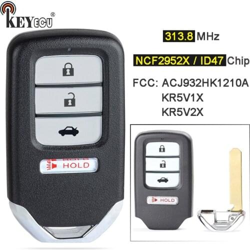 KEYECU 313.8MHz ID47 KR5V1X A2C83161800 / ACJ932HK1210A Smart 4 Button Remote Key Fob for Honda City Accord Civic 2013-2016