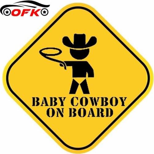 Creative BABY COWBOY ON BOARD Accessories Vinyl PVC Motorcycle Car Styling Decal 13cm*13cm