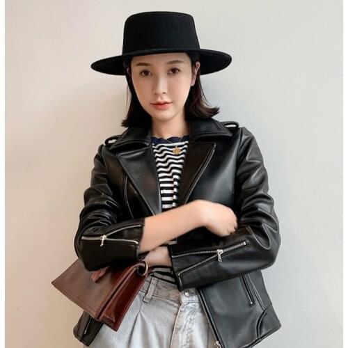 Genuine Leather Jacket Women Sheepskin Slim Motorcycle Jacket Women Clothes 2020 Korean Real Leather Jacket 18D16 YY1065